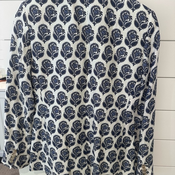 J. Crew Navy and White Leaf Print Blazer - Picture 2 of 6